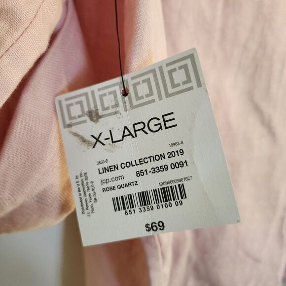 Liz Claiborne Linen Cotton Blend Roll Tab Sleeve Front Zip Top Size XL - Picture 10 of 11